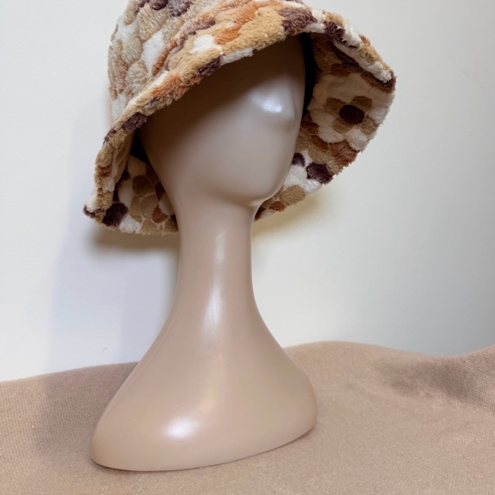 Brown and Cream Patterned Women's Bucket Hat - Picture 3 of 3
